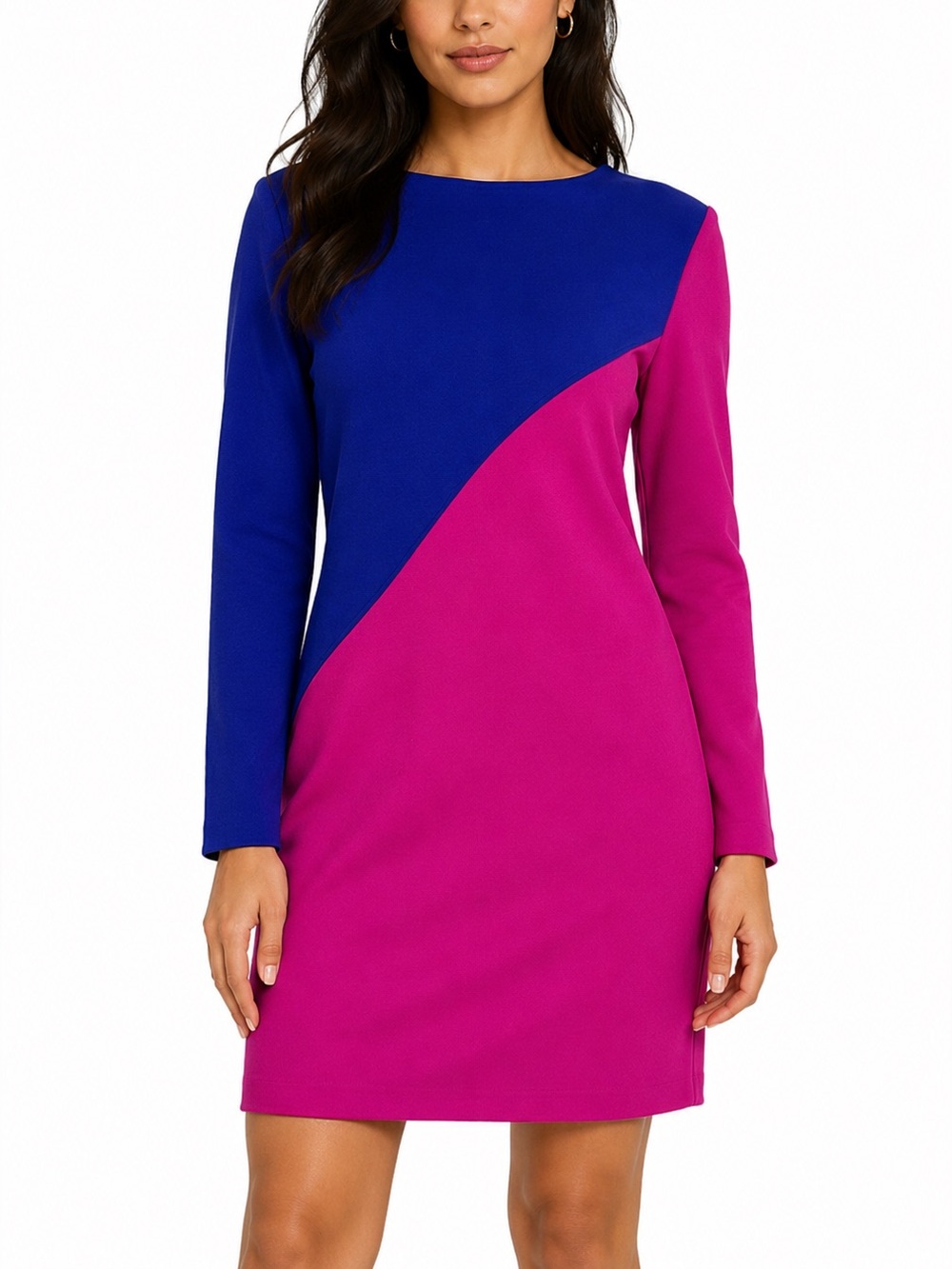 Vintage unbranded long sleeve color-block mini dress 35” bust